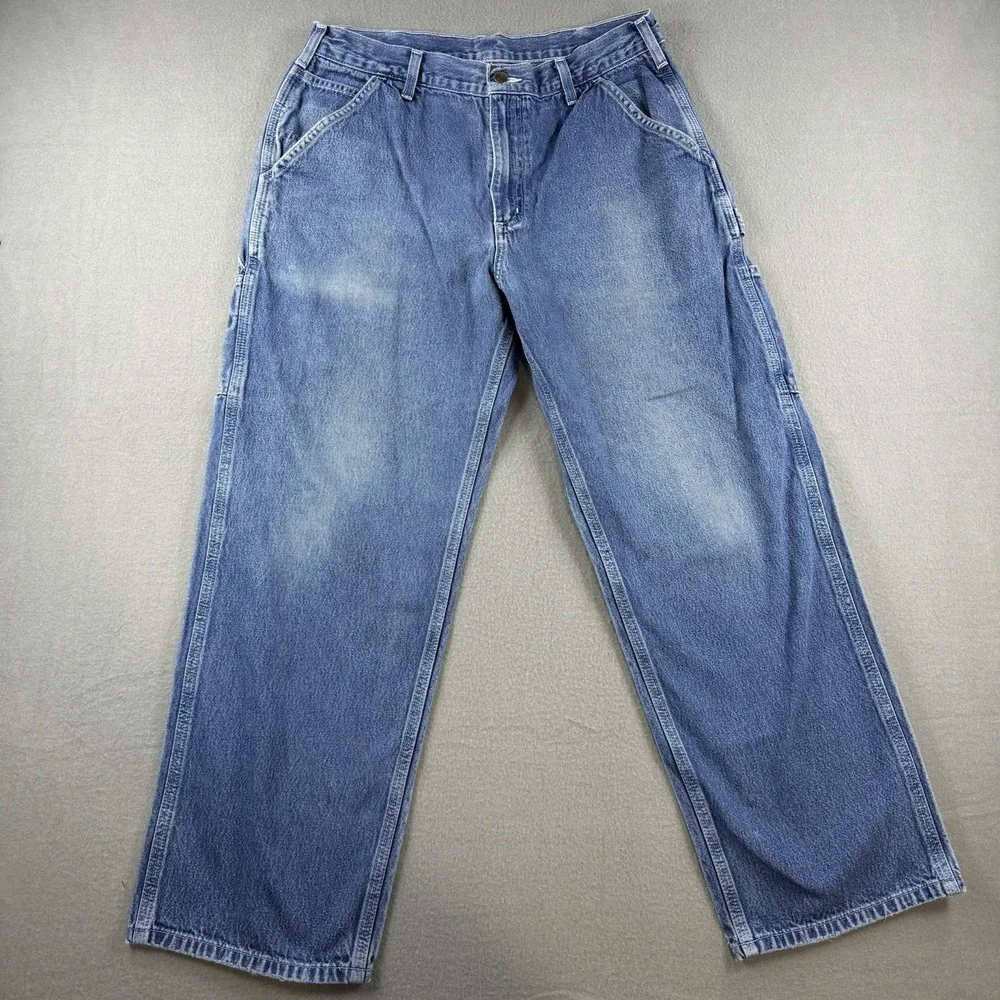 Carhartt Carpenter Jeans 34x30 Men's Blue B13 DST Dungaree Fit Denim Work Pants